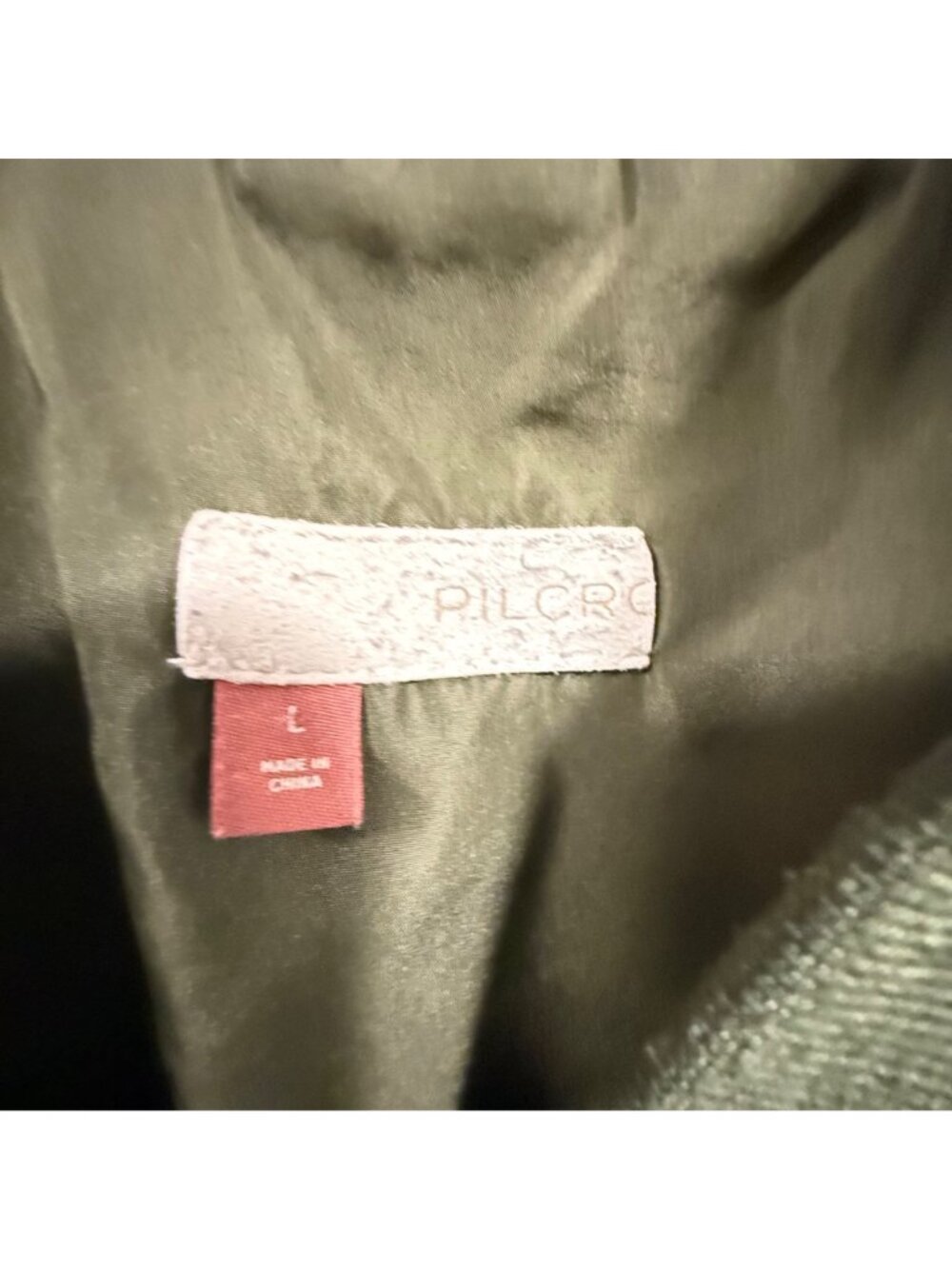 Anthro Pilcro Cropped Bomber Jacket in Moss Satin Size L - Picture 4 of 9